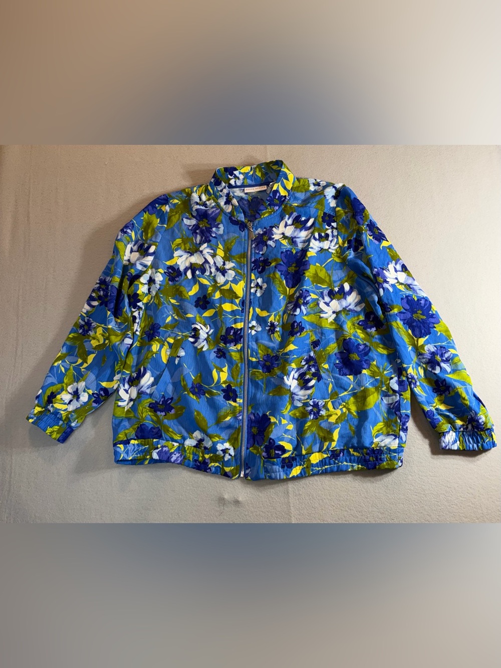 Susan Graver Blue Floral Lightweight Jacket Size 1X